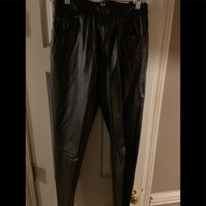 A pair of leather pants